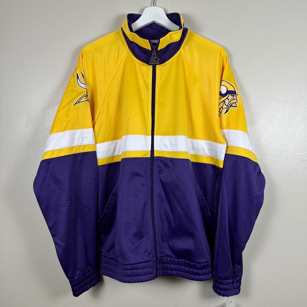 Starter Men's S NFL Minnesota Vikings Track Jacket Purple Gold NFC North NEW